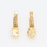 Genuine Citrine Earrings - Yellow Boho Earrings - Tribal Drop Earrings