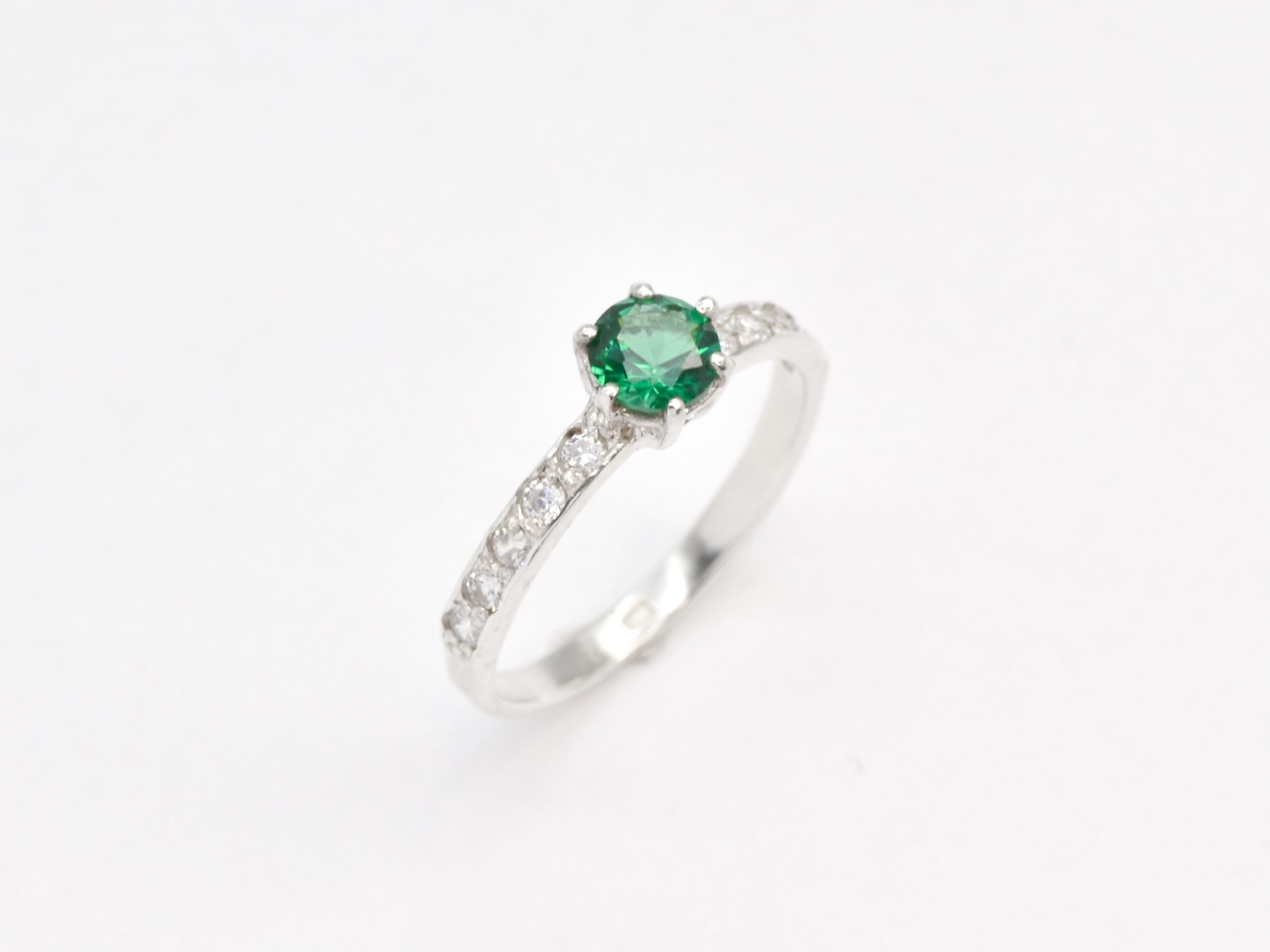 Created Emerald Ring made in 925 Sterling Silver with Round Created Green Emerald in Solitaire setting, May Birthstone gift idea, symbolizes, ideal for everyday wear and perfect for birthday gifting and special occasions.