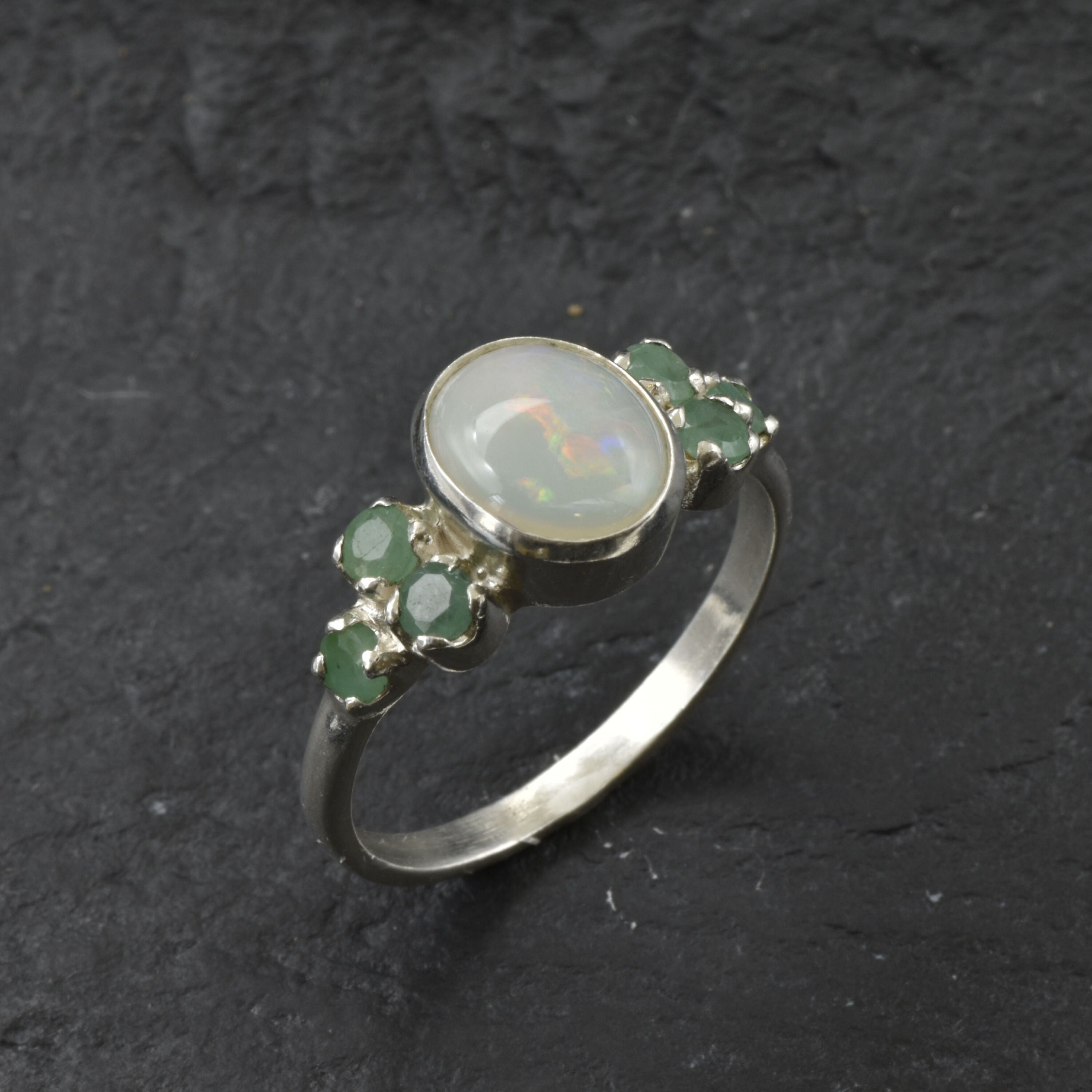 Artisan 925 sterling silver ring with oval Ethiopian fire opal in bezel, October birthstone ideal for everyday wear, gifts.