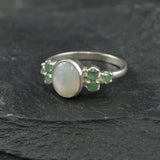 Opal Statement Ring - Vintage Emerald Ring - October Birthstone Ring