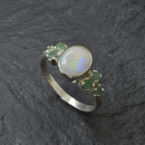 Opal Statement Ring - Vintage Emerald Ring - October Birthstone Ring