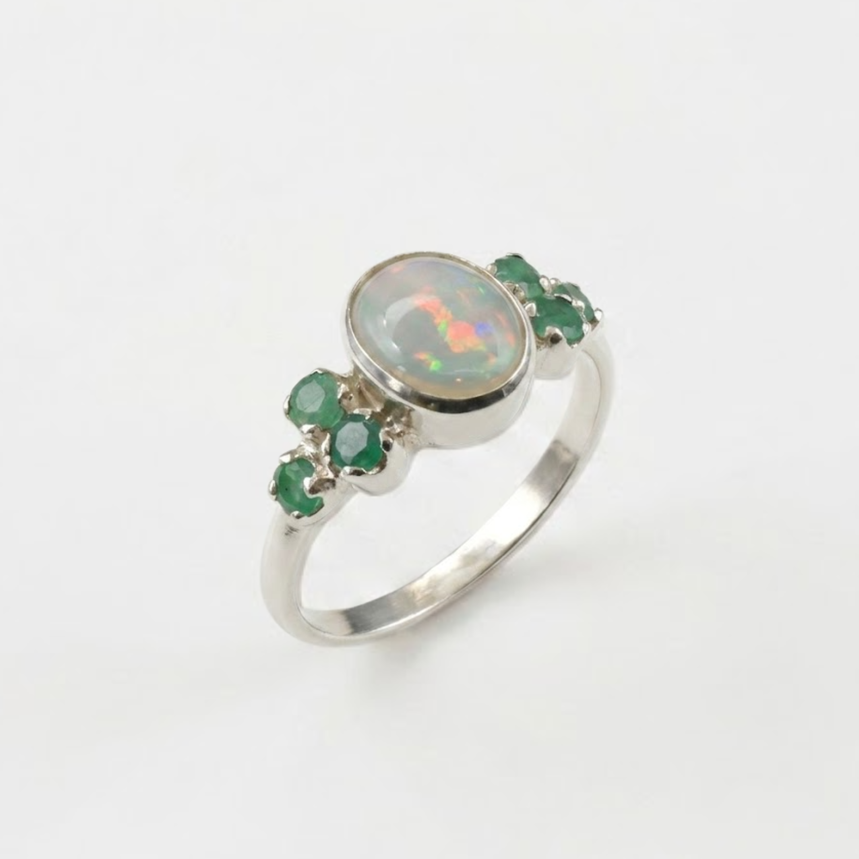 Natural Ethiopian Opal Ring made in 925 Sterling Silver with Oval Natural fire Ethiopian Opal in Bezel setting, October Birthstone gift idea, symbolizes hope, purity, and truth, ideal for everyday wear and perfect for birthday gifting and special occasions.