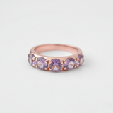Gold Amethyst Ring - Half Eternity Gold Ring - Natural Amethyst Ring