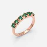Created Emerald Ring made in Rose Gold Vermeil with Round Created Green Emerald in Channel-Set setting, May Birthstone gift idea, symbolizes, ideal for everyday wear and perfect for birthday gifting and special occasions.