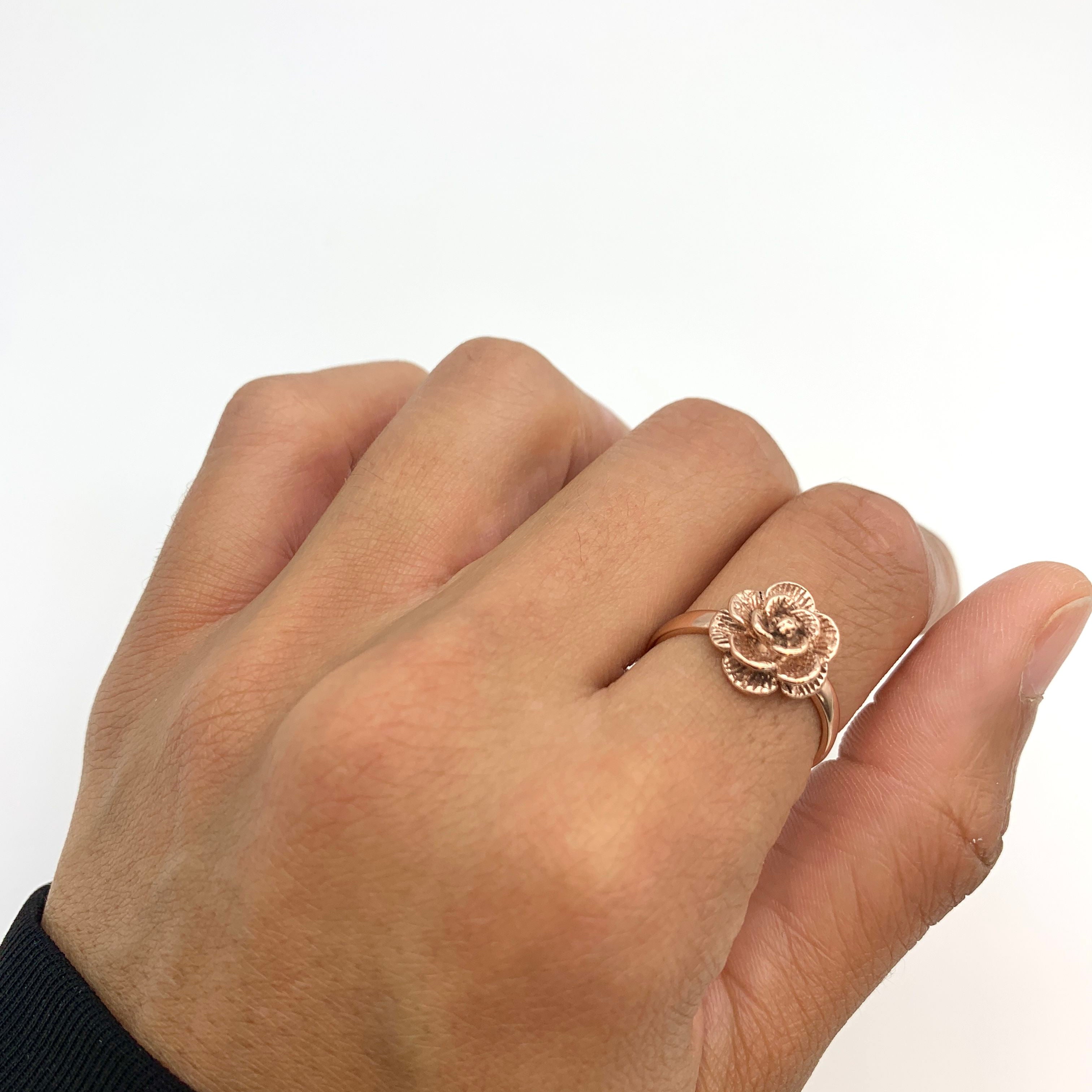 Silver Flower Ring, Flower Ring, Small Flower Ring, Rose Ring, Silver Rose Ring, Designer Ring, Silver Ring, Solid Silver Ring, Pure Silver(1)