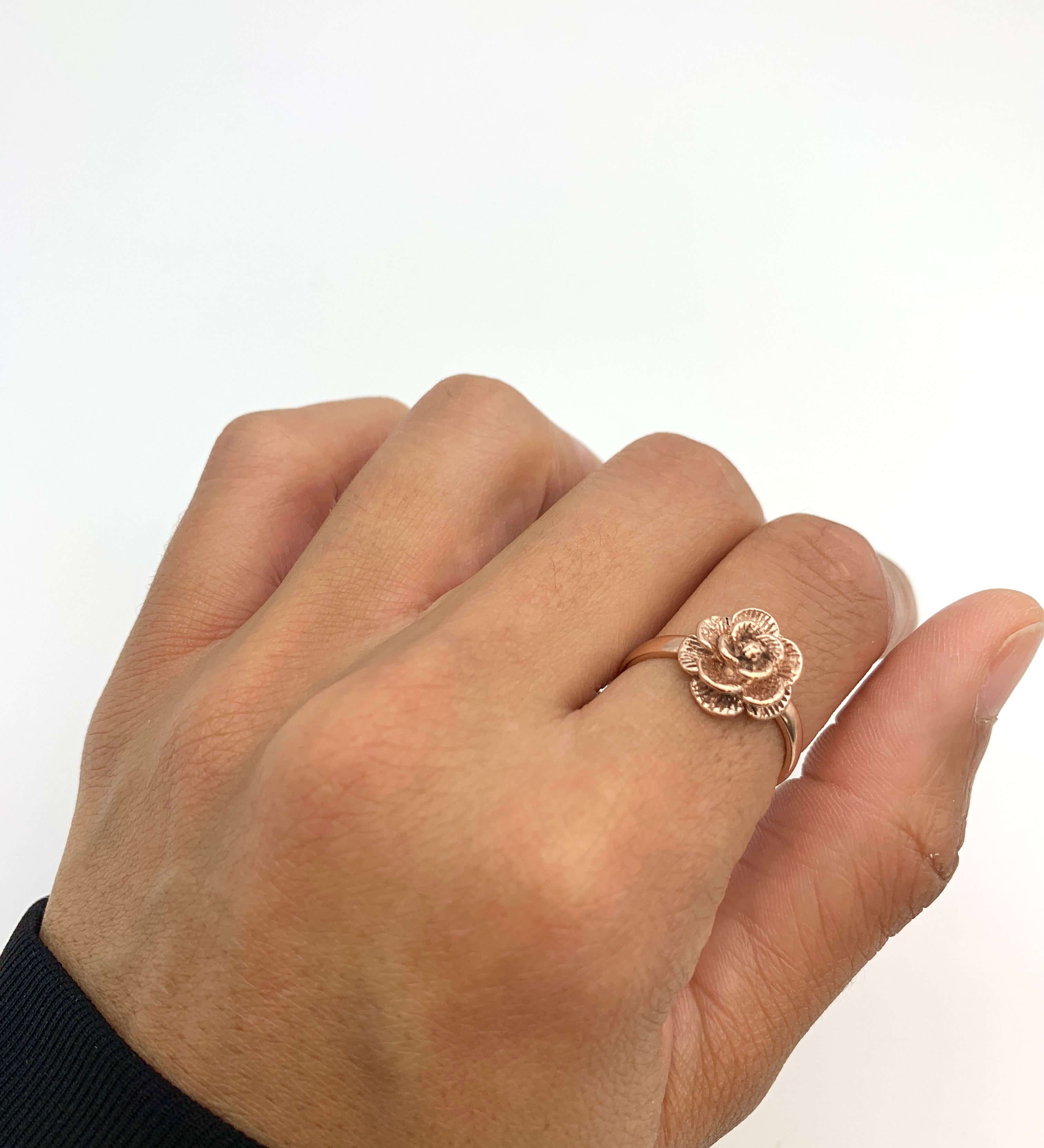 Silver Flower Ring, Flower Ring, Small Flower Ring, Rose Ring, Silver Rose Ring, Designer Ring, Silver Ring, Solid Silver Ring, Pure Silver(1)