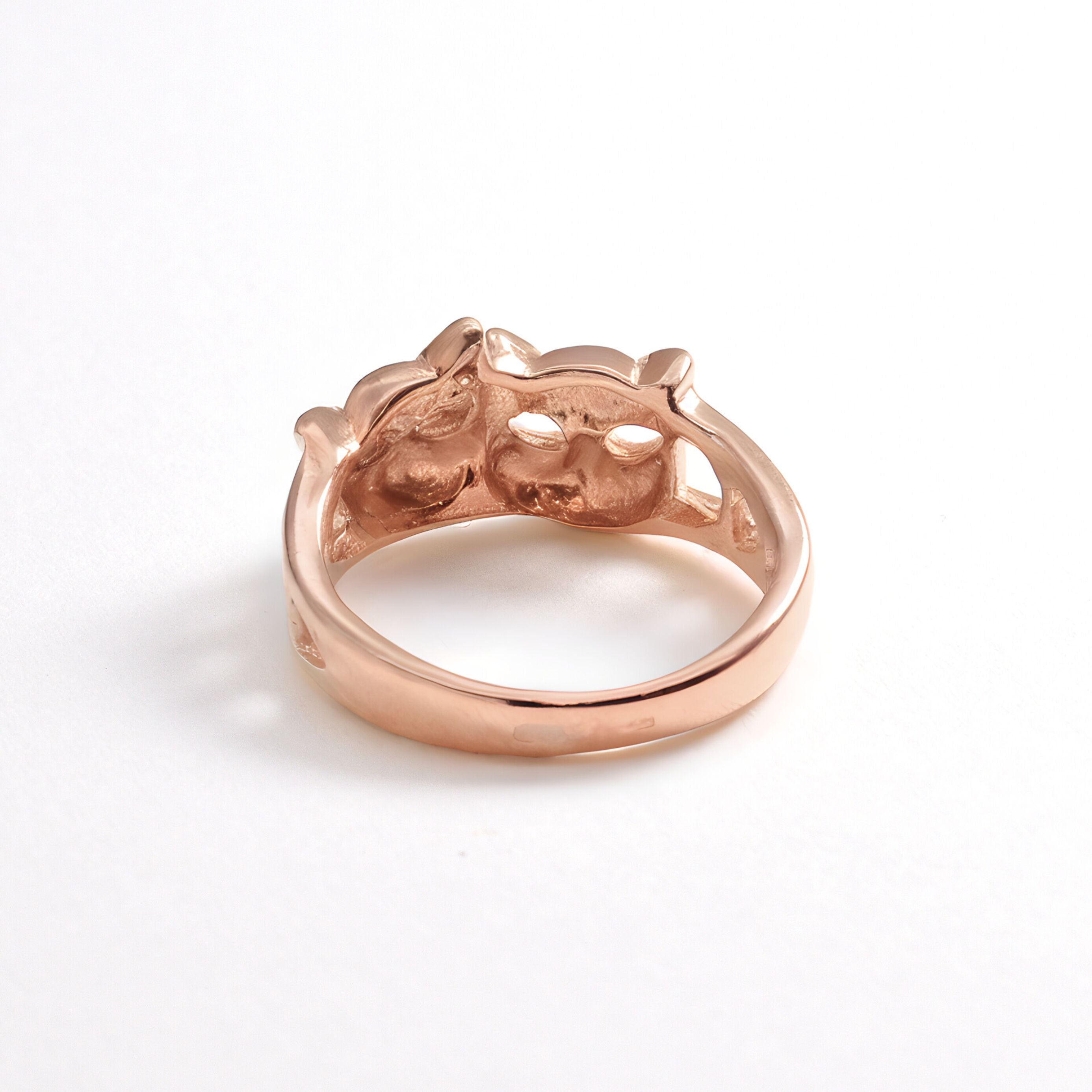 Gold Cat Ring, Cat Face Ring, Two Cats Ring, Cat Band, Kitty Ring, Cat Mask Ring, Kitten Ring, Animal Ring, Gold Plated Ring, Gold Vermeil