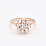 Gold Diamond Flower Ring - Vintage Flower Ring - Gold Flower Ring