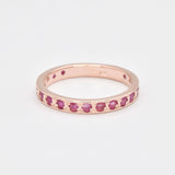 Natural Ruby Ring made in Rose Gold Vermeil with Round Natural Red Ruby in Channel-Set setting, July Birthstone gift idea, symbolizes nobility, purity, and passion, ideal for everyday wear and perfect for birthday gifting and special occasions.