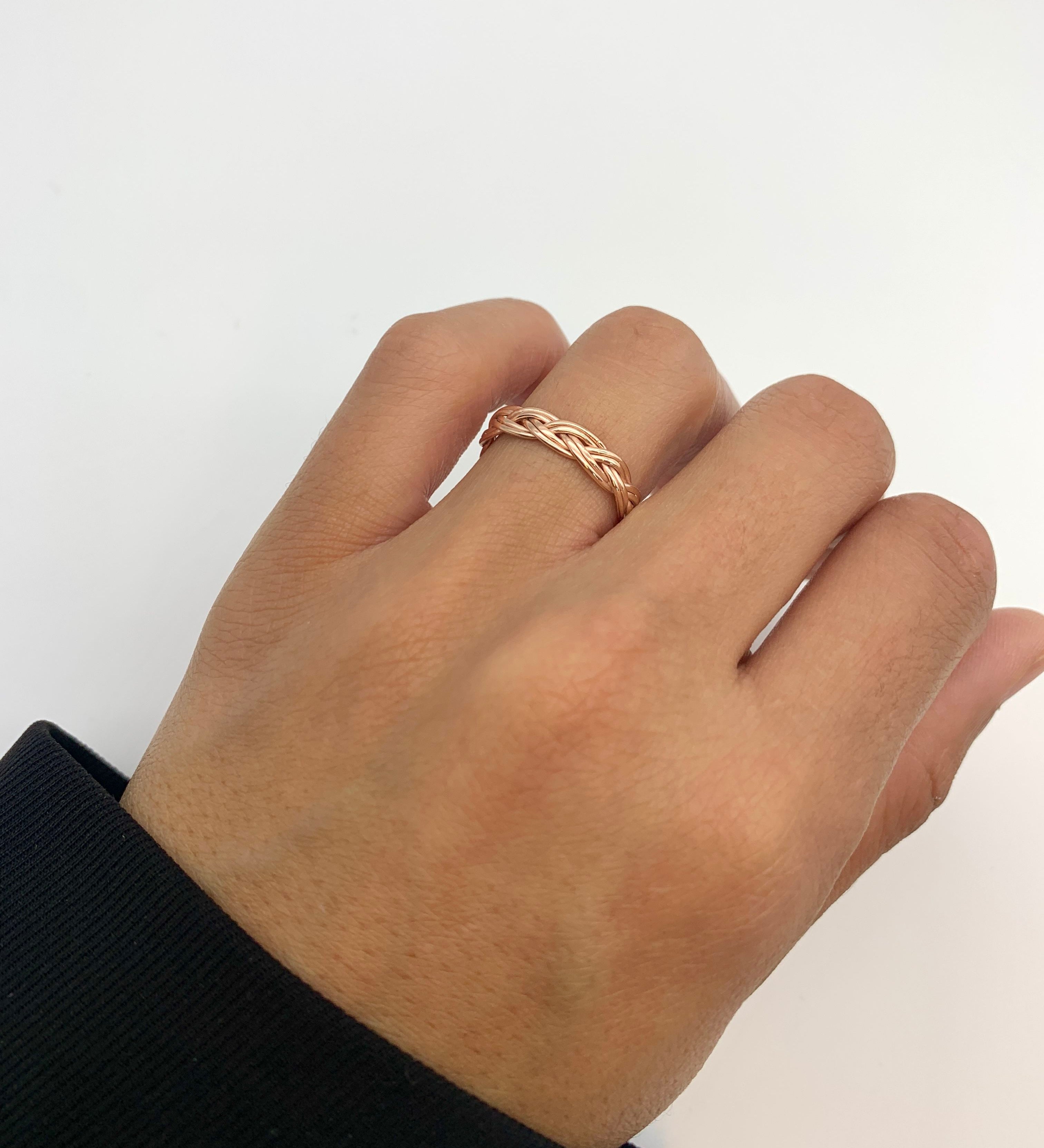 Braided Band, Solid Silver Ring, Stackable Ring, Branch Ring, Dainty Ring, Sterling Silver Band, Silver Braid Ring, Tangled Ring, Plait Band(1)