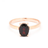 Solitaire Garnet Gold Ring, Natural Garnet Ring, January Birthstone Ring