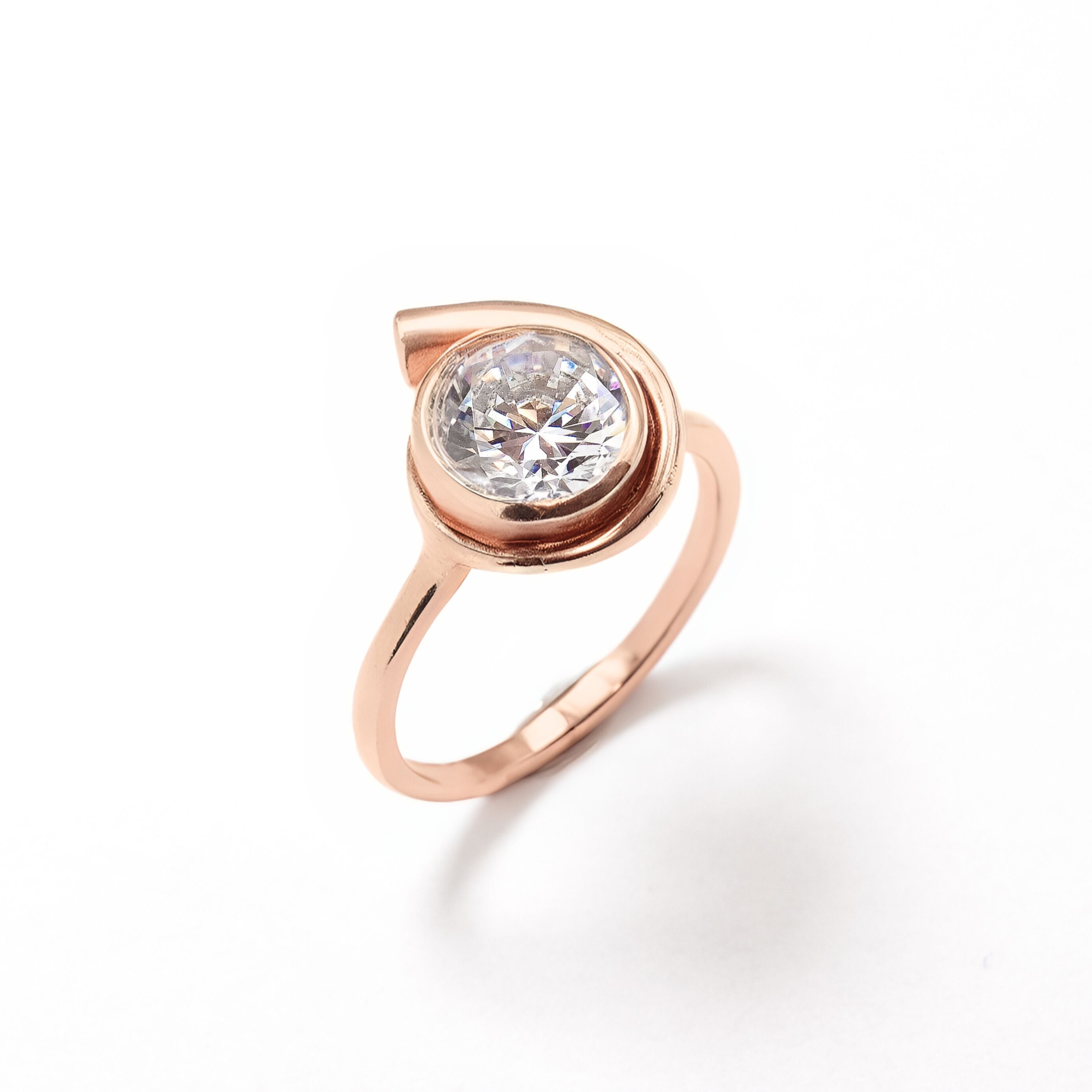 Diamond Ring, Created Diamond, Bezel Round Ring, Bridal Ring, Sparkly Ring, Round Ring, 2 Carat Ring, Promise Ring, Solid Silver Ring(1)