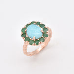 Turquoise Ring - Large Flower Ring - Rose Gold Statement Ring made in Rose Gold Vermeil. Ideal for everyday wear and perfect for birthday gifting and special occasions.