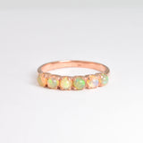 Fire Opal Gold Band - Natural Opal Ring - Half Eternity Gold Ring