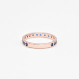 Beautifully crafted Rose Gold Vermeil ring with Round Created Blue Sapphire, a timeless gift for September birthdays and celebrations.