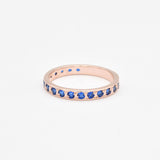 Elegant Rose Gold Vermeil ring with Round Created Blue Sapphire, symbolizing sincerity and truth, ideal for daily wear.