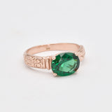 Chic Rose Gold Vermeil Ring showcasing a stunning Oval Created Green Emerald, ideal for gifting and everyday sophistication.