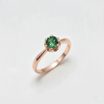 Created Emerald Ring made in Rose Gold Vermeil with Round Created Green Emerald in Solitaire setting, May Birthstone gift idea, symbolizes, ideal for everyday wear and perfect for birthday gifting and special occasions.
