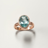 Gold Aquamarine Ring - Aquamarine Bezel Ring - Blue Gemstone Ring