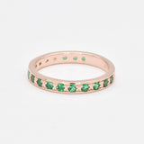 Created Emerald Ring made in Rose Gold Vermeil with Round Created Green Emerald in Channel-Set setting, May Birthstone gift idea, symbolizes, ideal for everyday wear and perfect for birthday gifting and special occasions.