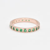 Created Emerald Ring made in Rose Gold Vermeil with Round Created Green Emerald in Channel-Set setting, May Birthstone gift idea, symbolizes, ideal for everyday wear and perfect for birthday gifting and special occasions.