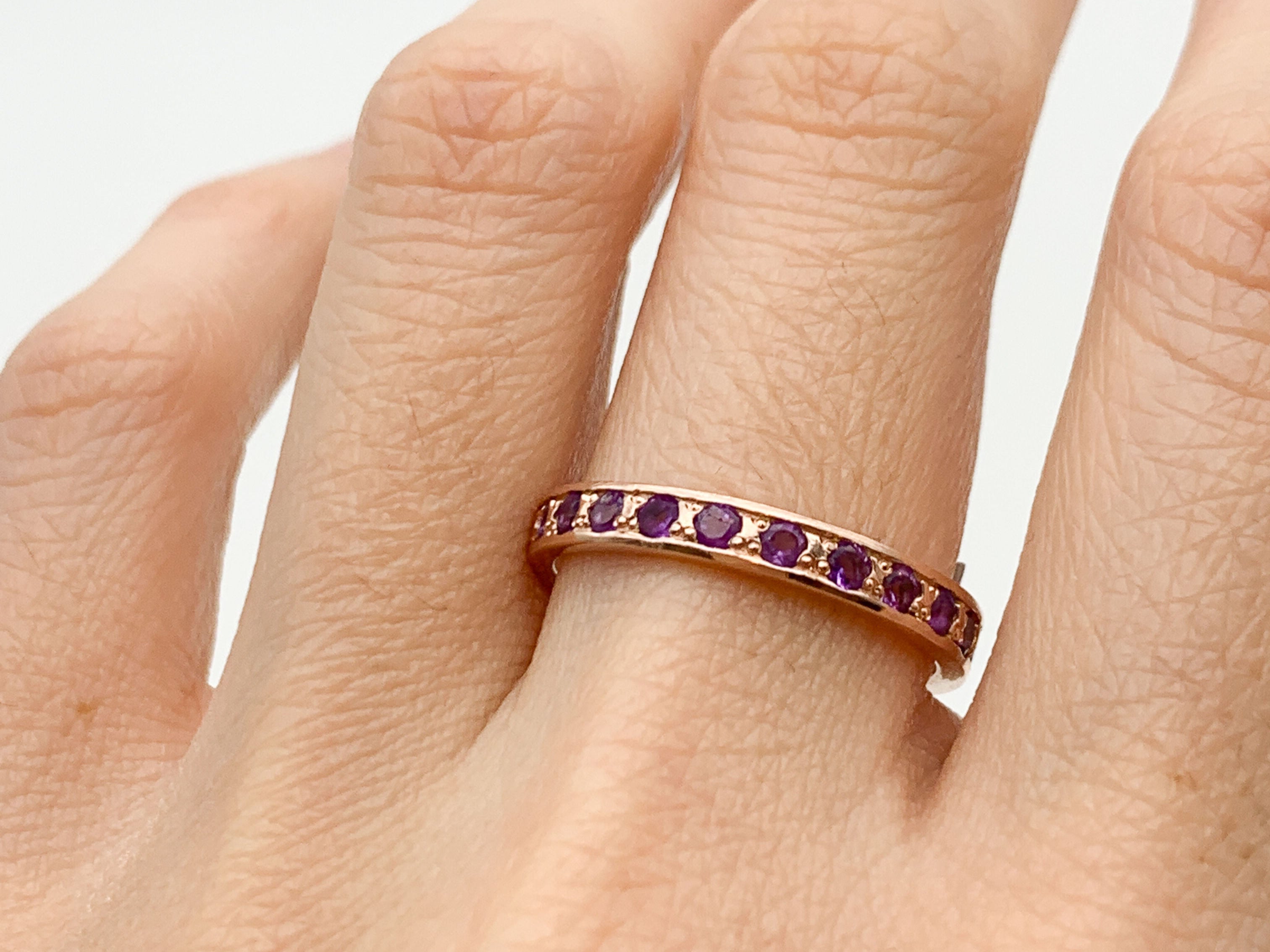 Amethyst Ring, Natural Amethyst, February Ring, Full Eternity Band, Amethyst Band, February Birthstone, Eternity Vintage Ring, Eternity Ring(1)