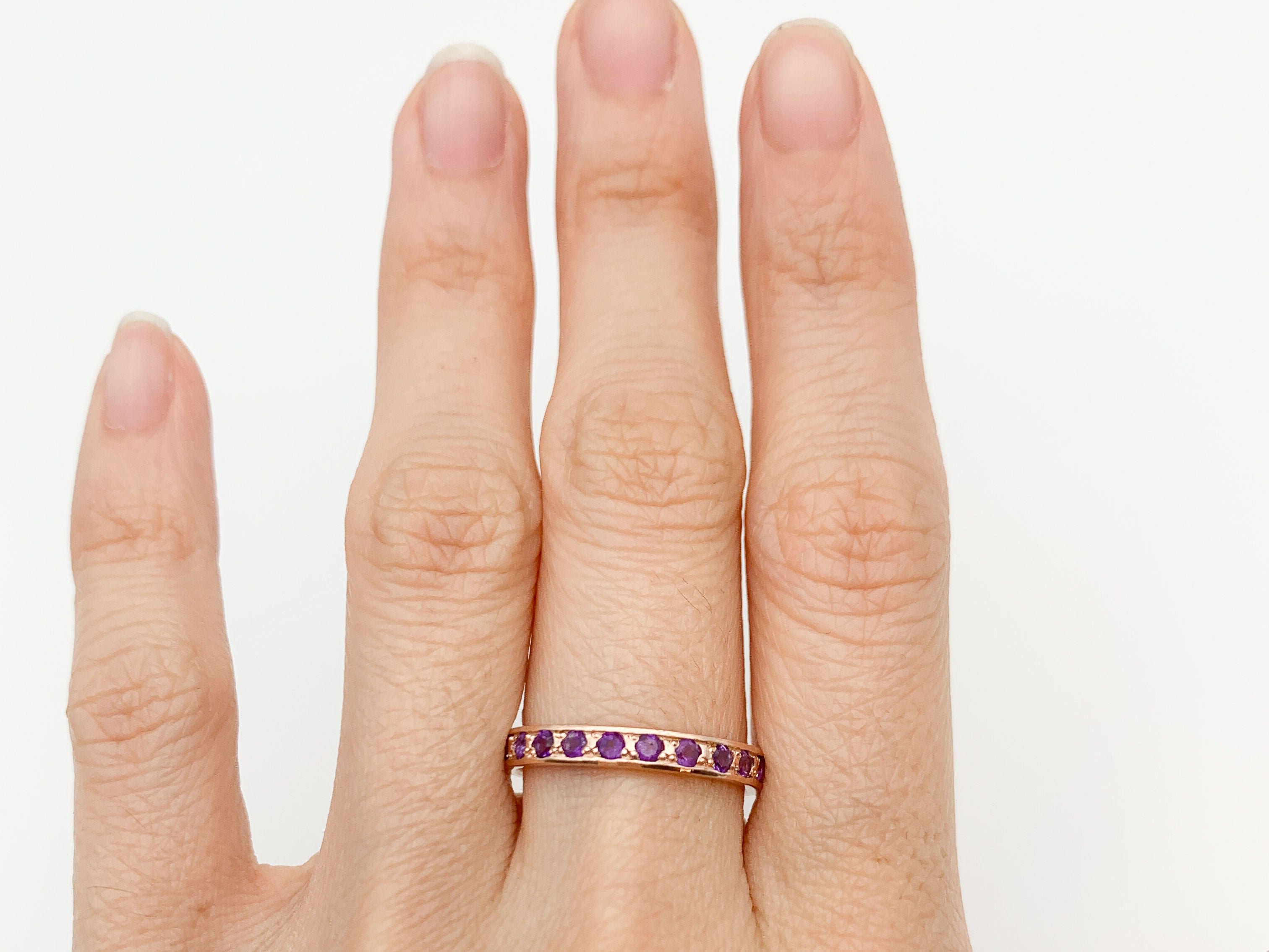 Amethyst Ring, Natural Amethyst, February Ring, Full Eternity Band, Amethyst Band, February Birthstone, Eternity Vintage Ring, Eternity Ring(1)