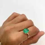 Emerald Ring, Created Emerald, Rectangle Ring, Green Square Ring, Radiant Ring, Antique Ring, Vintage Ring, Proposal Ring, Solid Silver Ring(1)