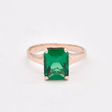 Created Emerald Ring made in Rose Gold Vermeil with Emerald Created Green Emerald in Solitaire setting, May Birthstone gift idea, symbolizes, ideal for everyday wear and perfect for birthday gifting and special occasions.