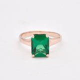 Created Emerald Ring made in Rose Gold Vermeil with Emerald Created Green Emerald in Solitaire setting, May Birthstone gift idea, symbolizes, ideal for everyday wear and perfect for birthday gifting and special occasions.