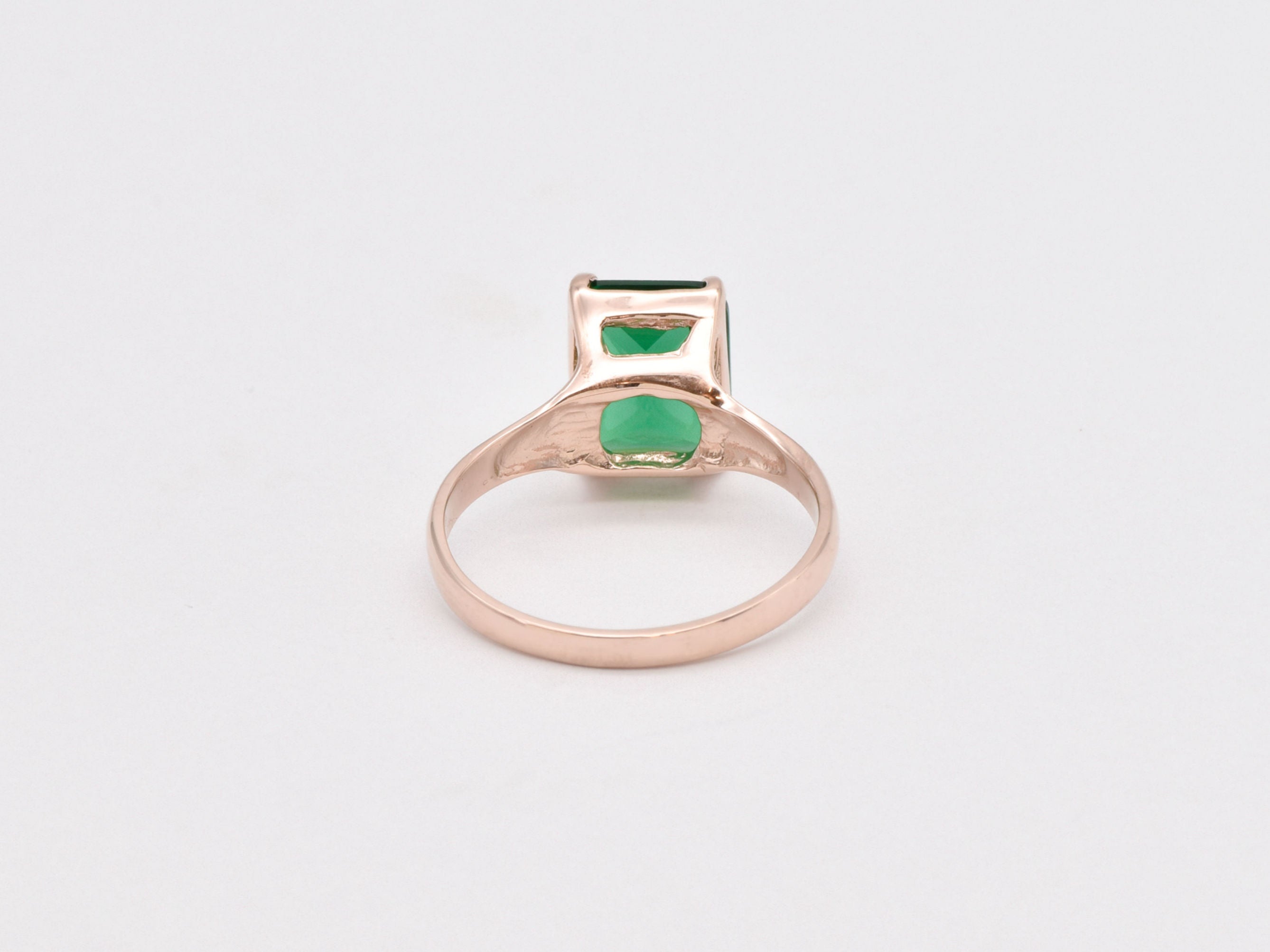 Emerald Ring, Created Emerald, Rectangle Ring, Green Square Ring, Radiant Ring, Antique Ring, Vintage Ring, Proposal Ring, Solid Silver Ring(1)