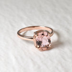 Morganite Ring, Created Morganite, Solitaire Ring, Vintage Ring, Cotton Candy Ring, Pink Diamond Ring, Unique Stone Ring, Solid Silver Ring(1)