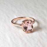 Morganite Ring, Created Morganite, Solitaire Ring, Vintage Ring, Cotton Candy Ring, Pink Diamond Ring, Unique Stone Ring, Solid Silver Ring(1)