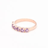 Amethyst Rose Gold Ring - Half Eternity Band - Gift For Mom