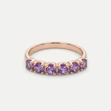 Genuine Amethyst Ring - Purple Half Eternity Ring - Vintage Stackable Ring