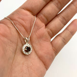 Smoky Topaz Necklace - Real Topaz Necklace - Dainty Round Pendant