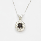 Smoky Topaz Necklace - Gold Topaz Pendant - Brown Diamond Necklace