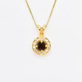Smoky Topaz Necklace - Real Topaz Necklace - Dainty Round Pendant