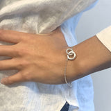 Diamond Charm Bracelet - Interlocking Circles Wristlet - Solid Silver Bracelet