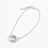 Diamond Charm Bracelet - Interlocking Circles Wristlet - Solid Silver Bracelet