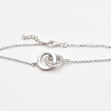 Diamond Charm Bracelet - Interlocking Circles Wristlet - Solid Silver Bracelet