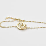 Diamond Charm Bracelet - Interlocking Circles Wristlet - Solid Silver Bracelet