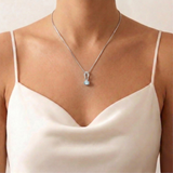 Aquamarine Pendant - Blue Aqua Necklace - Classy Vintage Necklace