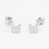 Diamond Butterfly Earrings - Sparkly Drop Earrings - Dainty Butterfly Earrings