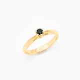 Onyx Ring - Black Solitaire Ring - Vintage Minimalist Ring