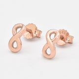 Rose Gold Infinity Earrings - Dainty Pink Studs - Minimalist Infinity Earrings