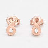 Rose Gold Infinity Earrings - Dainty Pink Studs - Minimalist Infinity Earrings