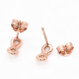 Rose Gold Infinity Earrings - Dainty Pink Studs - Minimalist Infinity Earrings