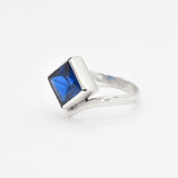 Sapphire Square Ring - Princess Cut Ring - Blue Gemstone Ring