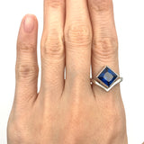 Sapphire Square Ring - Princess Cut Ring - Blue Gemstone Ring